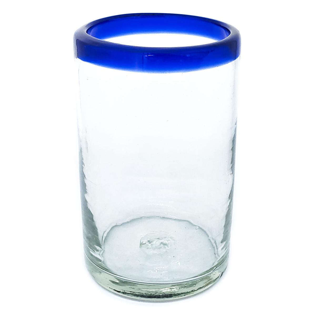 Borde Azul Cobalto / Juego de 6 vasos grandes con borde azul cobalto / stos artesanales vasos le darn un toque clsico a su bebida favorita.